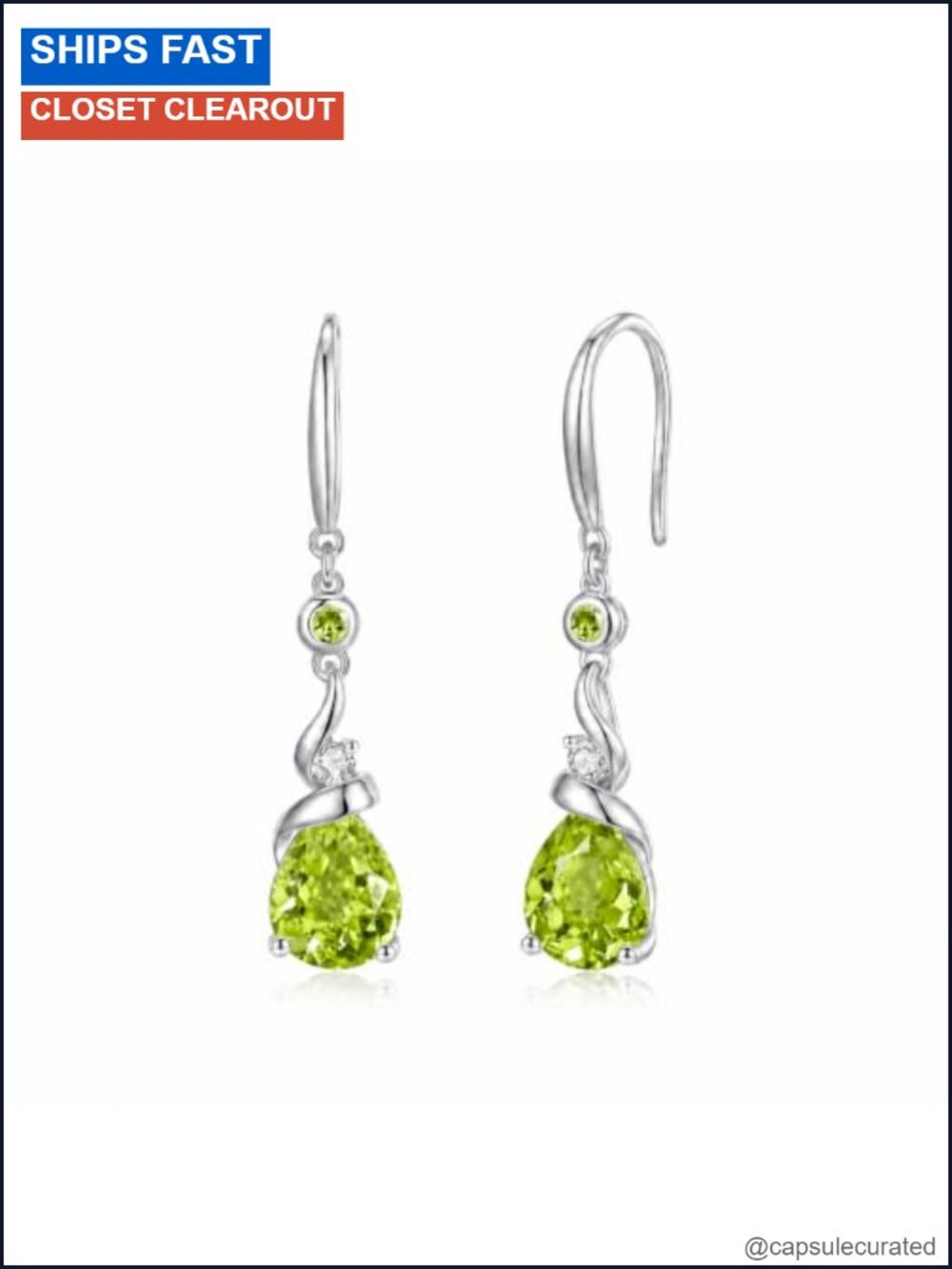 925 Sterling Silver Teardrop Cubic Zirconia Dangle Earrings Birthstone for Women